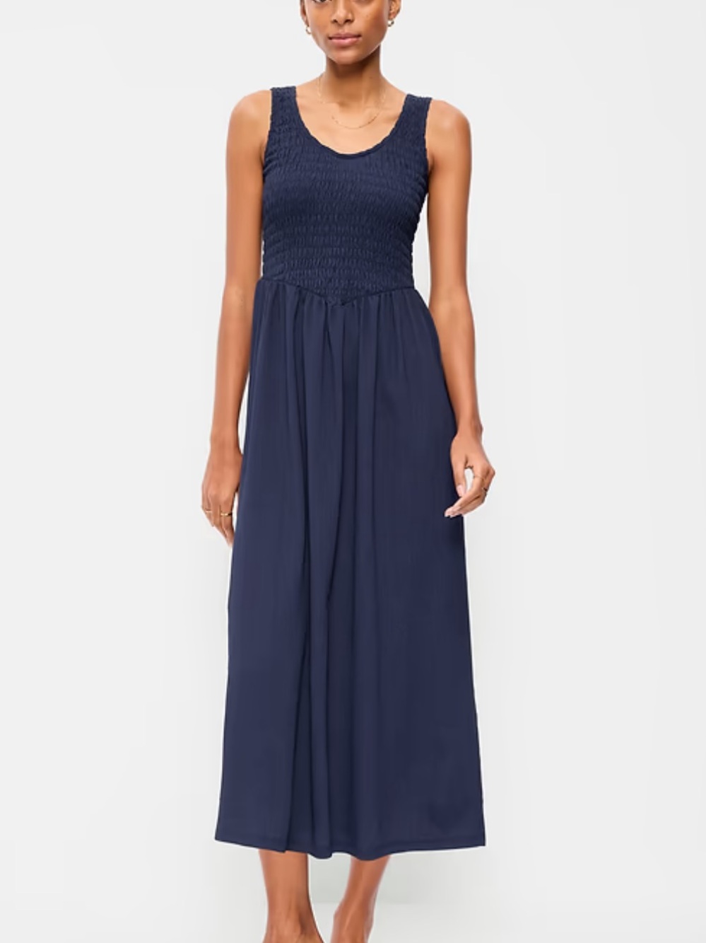 Old Navy Sleeveless Navy Smocked Bodice Maxi Dress